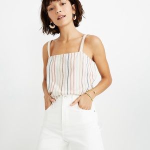 Madewell Side Button Flecked Rainbow Stripe Tank